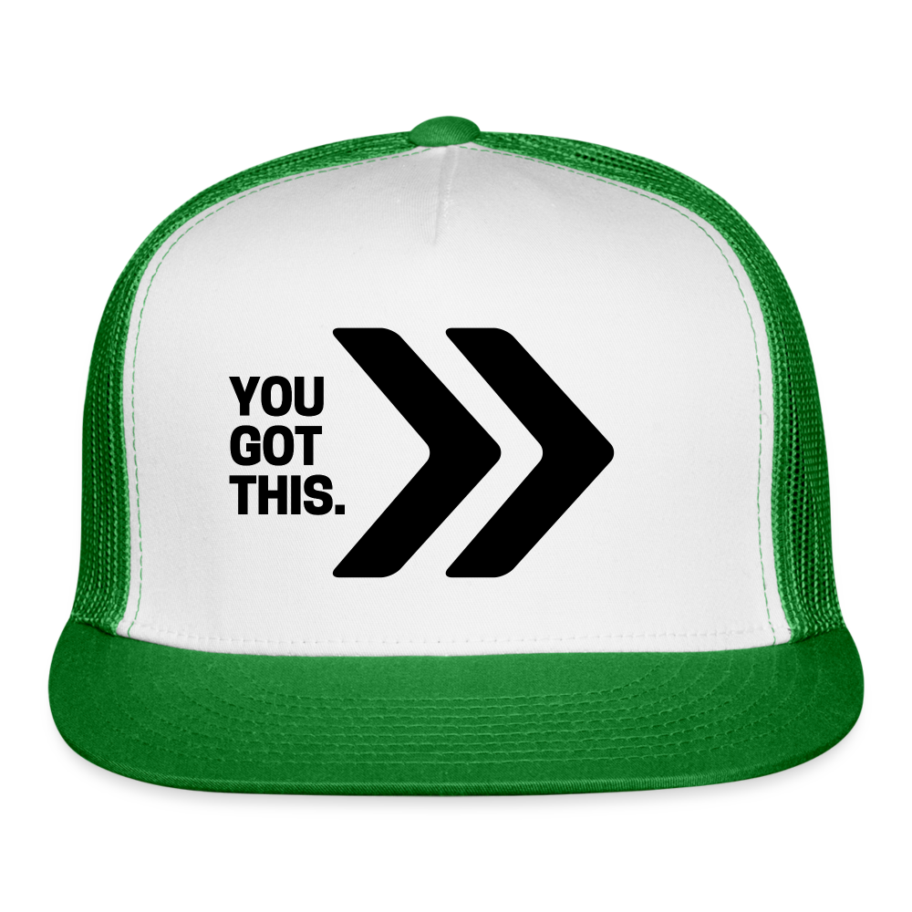 You Got This Chevron Trucker Cap - white/kelly green